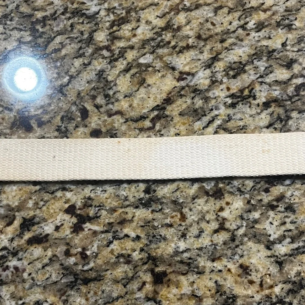 American Eagle Mens Canvas Web Belt D-Ring Shore Regional Off-White Leather Trim